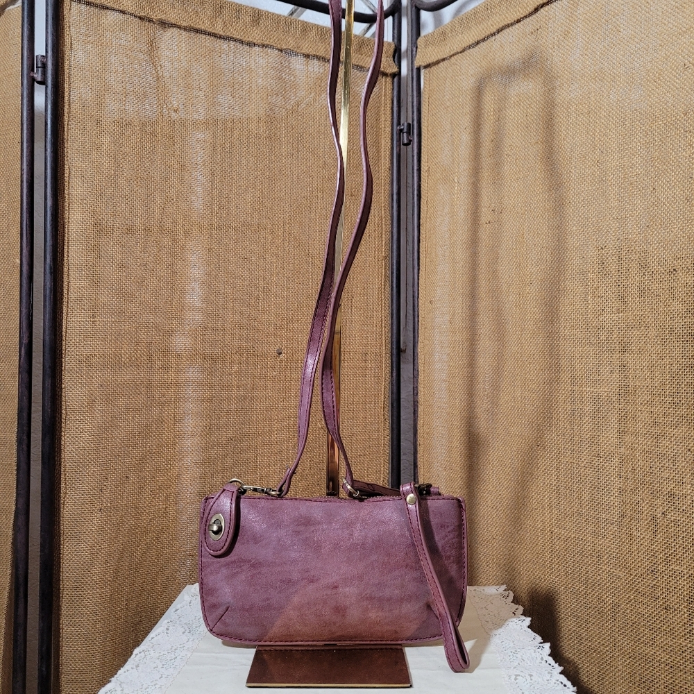 Joy Susan Vegan Leather Mini Wristlet/Crossbody Bag  Adjustable Strap Turnlock